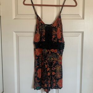 Floral and black romper